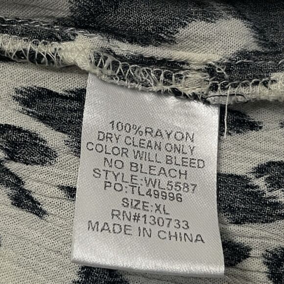 Animal Print Dress Women Extra Large XL High Low Frayed Hem Rayon V-neck Keyhole - Picture 7 of 14